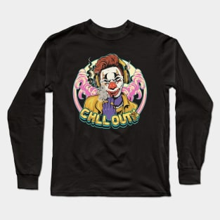 Hip Hop Clown with 3D Text Artwork Long Sleeve T-Shirt